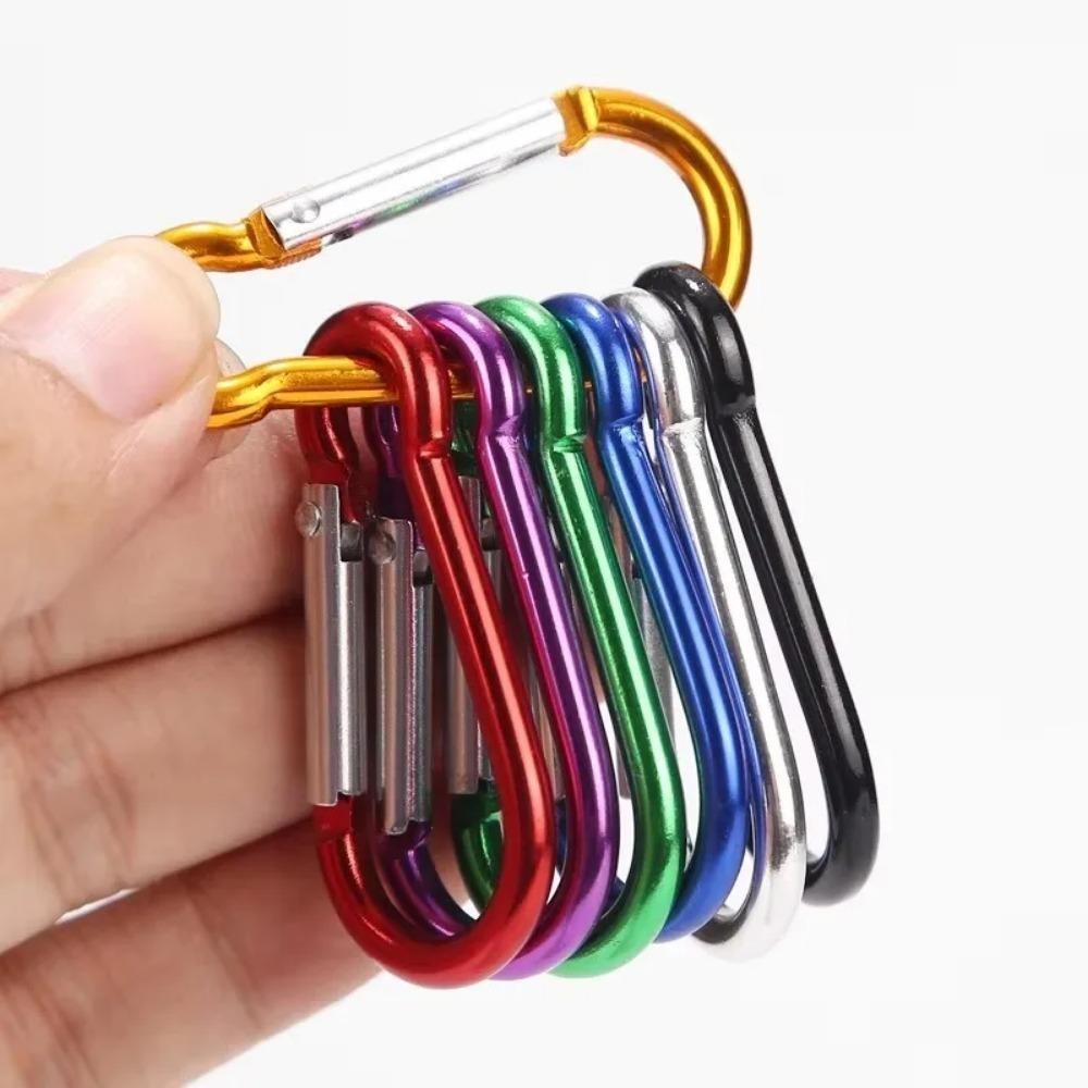 50 шт. цветной брелок-карабин из алюминия с D-образным кольцом, пряжкой, пружинным карабином, зажимом для ключей, для кемпинга, повседневного использования