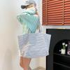 Striped Canvas Bag New Tote Leisure Bag Shoulder Large Capacity Tote Bag Shopping Bag