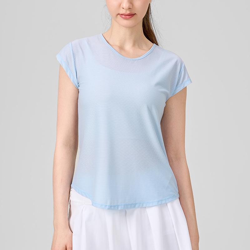 Женская быстросохнущая утягивающая футболка для йоги: Свободная фитнес-накидка с короткими рукавами