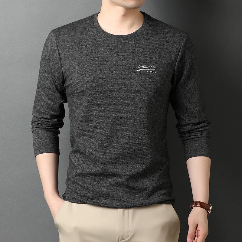 Мужская футболка с круглым вырезом, весенняя новинка с длинными рукавами для молодежи и людей среднего возраста, тонкие хлопковые топы, мужской повседневный свитер с круглым вырезом