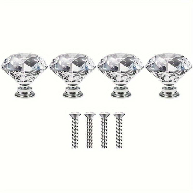 4/10 шт., 30 мм-1,18 дюйма, кристально чистое стекло, ручки для комода, серебряные ручки с бриллиантами, ручки для ящиков, ручки для кухонного шкафа, ручки для ящиков комода