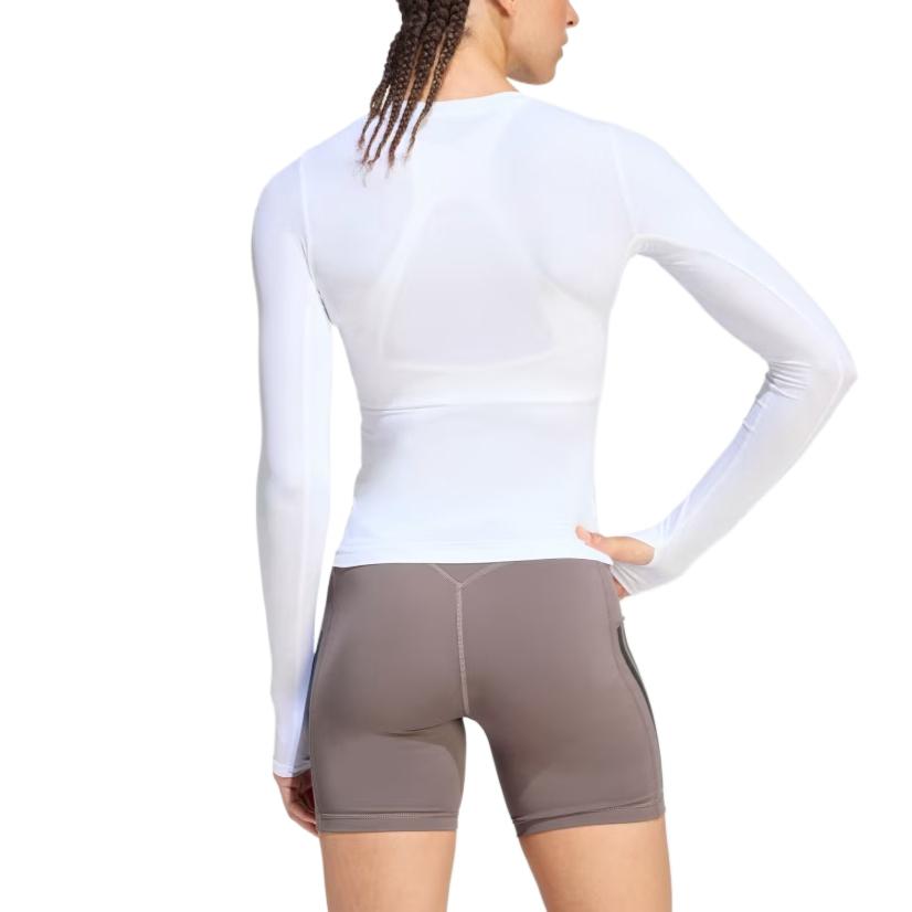 Adidas Power Essentials Отводящий влагу Формирующий Топ для фитнеса с круглым вырезом и длинным рукавом Женские топы KD2211