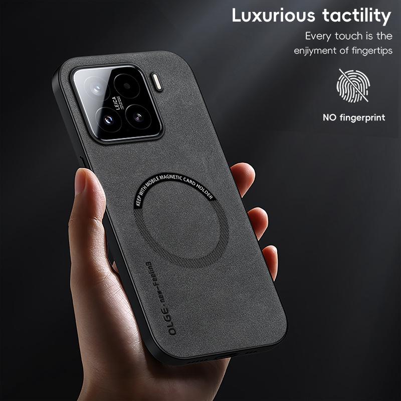 Luxury Leather Phone Cases For Xiaomi 14T Pro Magnetic Shockproof Case For Xiaomi 15 12T Pro Soft Frame For Magsafe Matte Cover