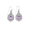Vintage Amethyst Earrings: 925 Sterling Silver Dangle Drop Earrings
