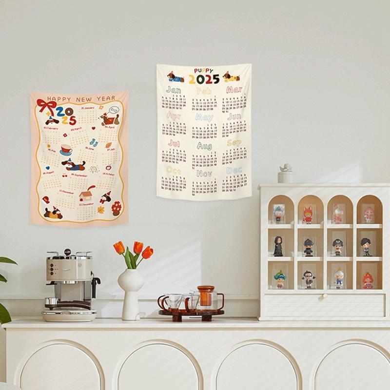 Новогодний календарь Домашняя подвесная ткань Календарь на Новый год 2025 Настенный фон Гобелен Фотоподвесная ткань Украшение для дома