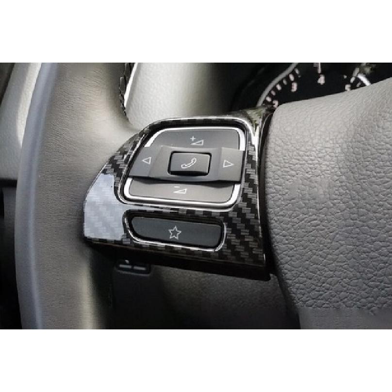 For VW Tiguan 2010-2016 Carbon Fiber ABS Steering Wheel Button Frame Cover Trim
