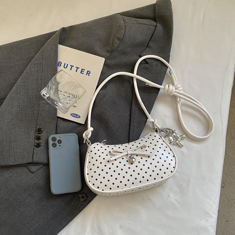 Women's crossbody bag, comes with a pendant. Crescent-shaped shoulder bag, suitable for daily wear, shopping, and dates, sweet and cool style.