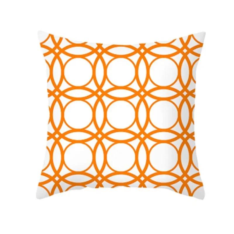 Orange Geometric Abstract Throw Pillow Cover With Short Plush Print For Living Room Sofa Decoration Cushion Cover Pillow Covers
