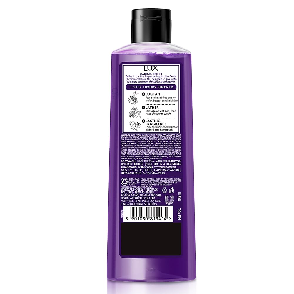 Lux Magical Orchid Body Wash 245 Ml With Black Orchid And Juniper Oil For Soft Glowing Skin Long Lasting Floral Fragrance Paraben Free