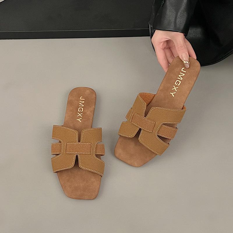 Летние новые женские тапочки на открытом воздухе с плоской подошвой, нескользящие, с открытым носком, пляжные женские сандалии, сексуальные, модные, дизайнерские, шлепанцы, женская обувь