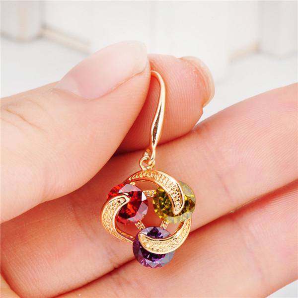 Yellowpurplered Earrings Unique Crystal Wedding Banquet Jewelry For Women