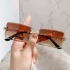 Fashion Rimless Rectangle Sunglasses Women Men Trendy Small Square Lens Sun Glasses Gradient Travel Outdoor Sunglasses