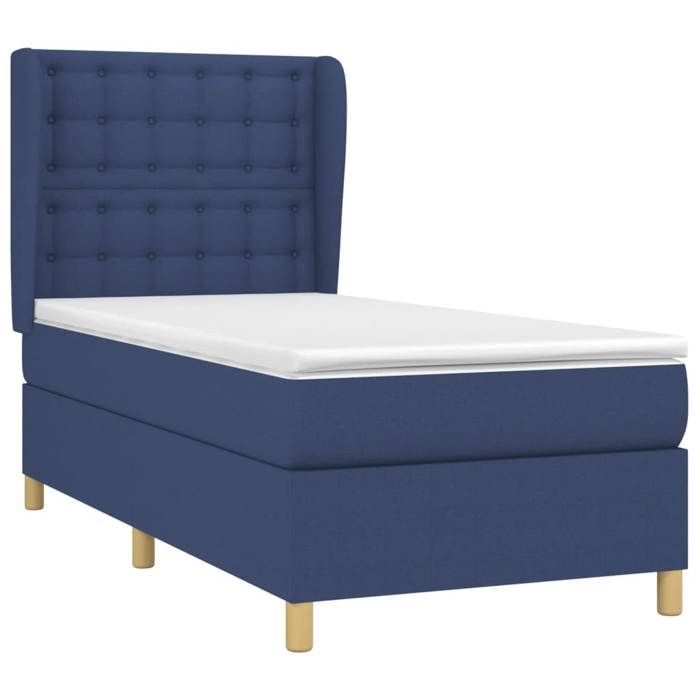 VidaXL Lit à sommier tapissier avec matelas Bleu 90x190 cm Tissu - Modèle 3128811