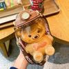 Пластиковая бутылка для воды Kawaii Bear с соломенным портативным ремешком, милые детские бутылочки для девочек, летняя большая вместительная чашка для чая с молочными пузырьками ZH