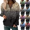 Women Casual Long Sleeve Basic Quarter Zipper  Print Flowers Pullover Sweatshirts Casual Top Fall Clothes