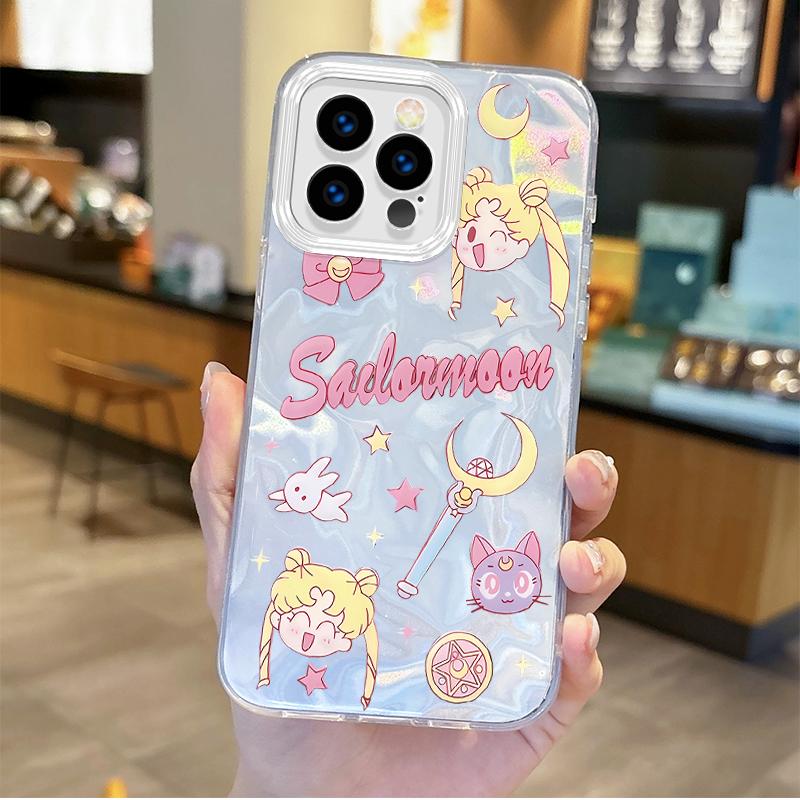 Милый Чехол-Градієнт для Телефона Sailor Moons Аніме для iPhone 16 15 14 13 12 11 8 7 6 Pro Max Plus XS XR Жесткие Ударопрочные Задние Крышки