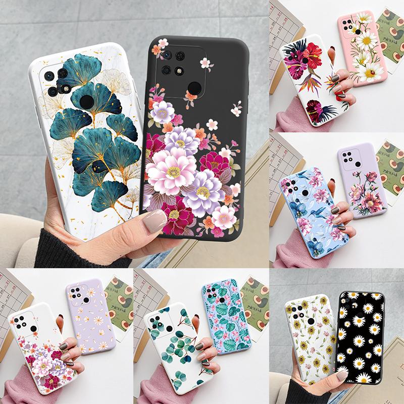 For Redmi 10C 10 C 10A Cover Funda Vintage Flowers Leaves Protective Cover Soft Capa For Xiaomi Redmi 10C 13C 14C Bumper Case