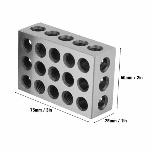 Milling Parallel Clamping Blocks, 2-Piece Precision Steel 23-Hole Milling Tool Accessory, Steel Engineer Blocks, 25x50x75mm, 23-Hole Milling Parallel