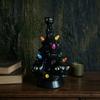 Handcrafted Resin Ornament Halloween Tree Decorations, Lighted Figurine with Pumpkin Black Cat Atmospheric Interior Lighting Ghost, Battery-Powered