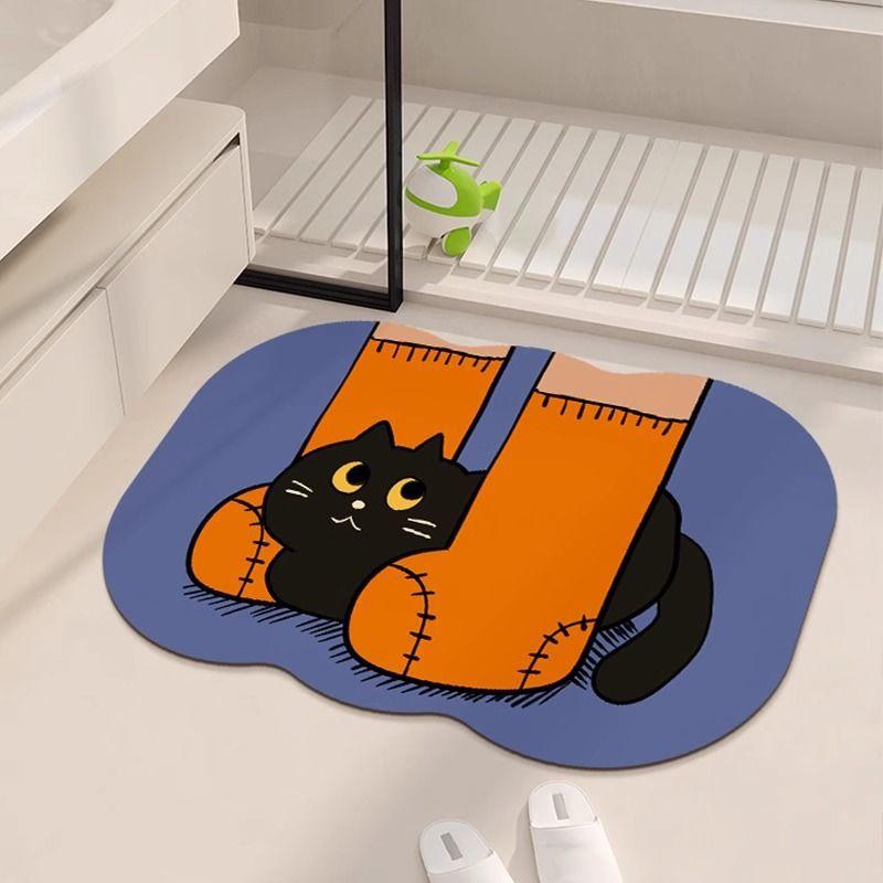 Bathroom Water Absorption Diatom Mud Floor Mat Cartoon Bathroom Toilet Door Dirt-resistant Anti-slip Mat Household Quick-drying Floor Mat