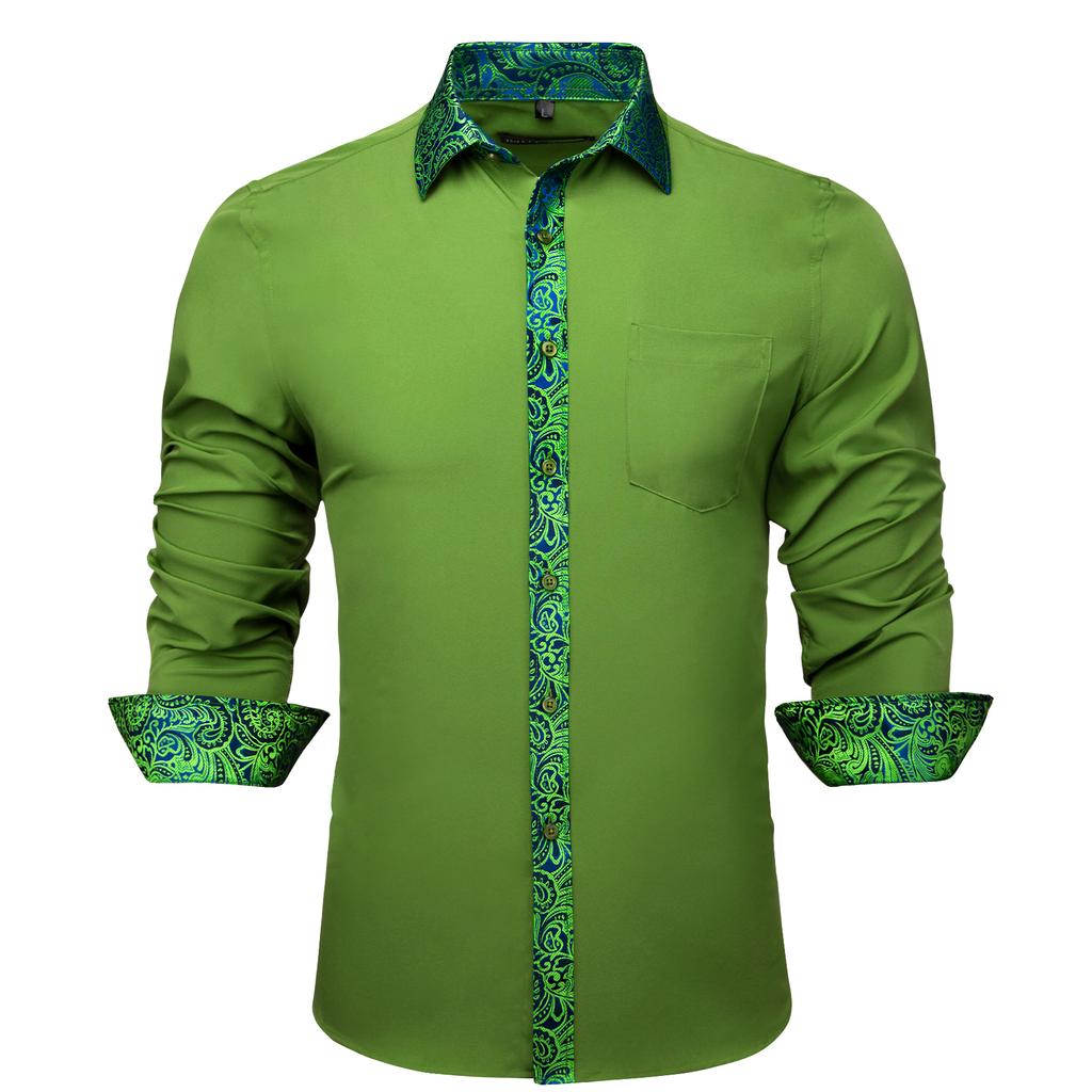 Роскошные мужские рубашки, темно-синие, черные жаккардовые шелковые классические рубашки с цветочным принтом, рубашки с длинными рукавами Barry.Wang