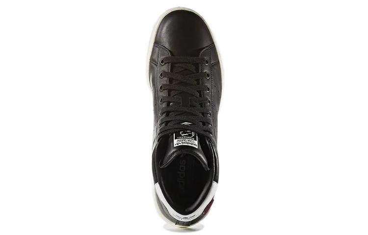 Adidas Originals StanSmith Abrasion Resistant Slip Resistant Mid top Skateboard Shoes Unisex Bright Black S80497