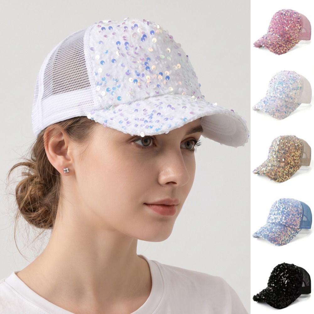 Shiny Sequins Baseball Cap Blingbling Sun Hat Simple Sequin Baseball Hat Street Dance