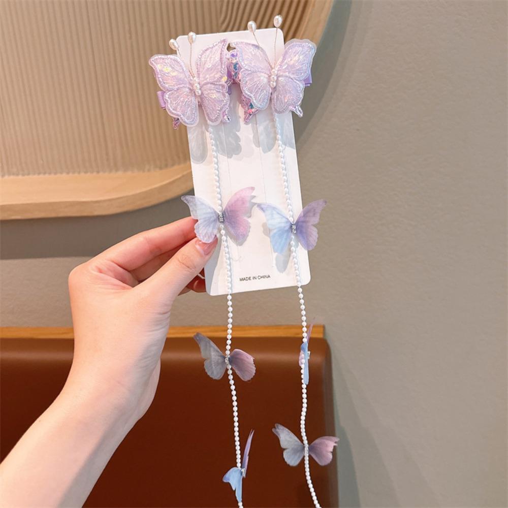 Tassel Pearl Braided Hairpin Colorful Hair Clip Sweet Braided Hair Chain