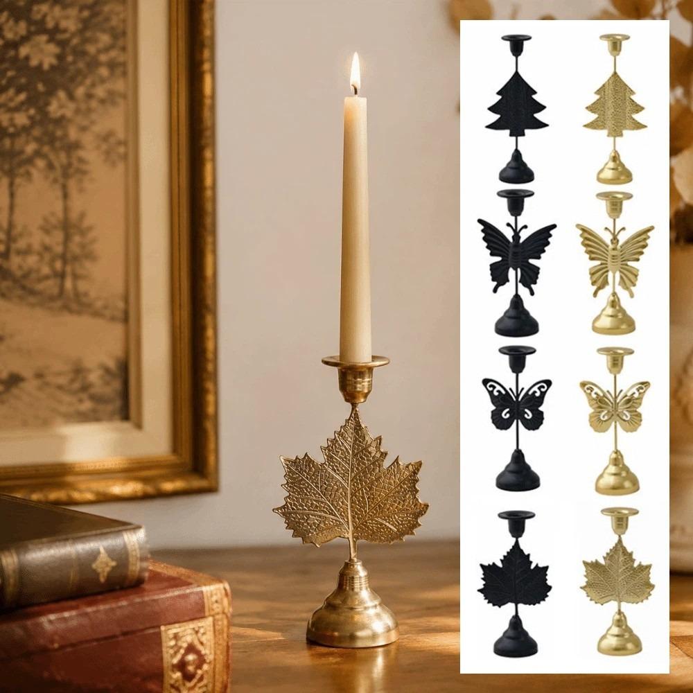 Luxury Butterfly Candle Holder Elegant Leaf Candle Stand Candlestick Holder Wedding Props