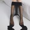 Seamless Ultra-Thin Black T-Crotch Stockings - Women's Transparent, Extended, Non-Slip Version