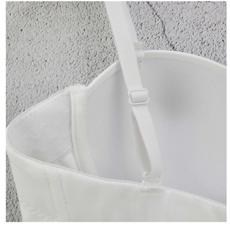 Fashionable Versatile Backless Design Halter Neckline Top with Pearl Beads and Sequins Strapless Youthful Short-sleeve Tank Top Camis & Tank Tops