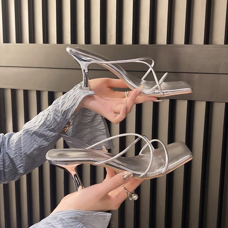 Модные женские туфли на высоком каблуке-шпильке, роскошные дизайнерские женские удобные босоножки золотистого и серебристого цвета, тренд 2024 года, размер 40