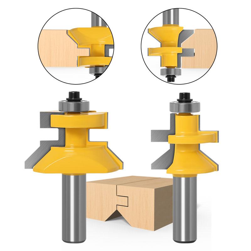 Набор фрез с V-образным пазом и язычком, 2 шт., набор фрез с хвостовиком 8 мм, 1/2 дюйма, 12 мм, деревообрабатывающий резак