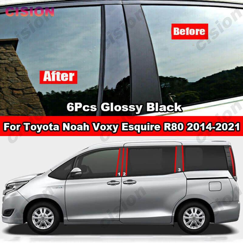 Глянцевая черная накладка на стойку кузова BC для Toyota Noah Voxy Esquire R80, имитация зеркала, наклейка из поликарбоната под карбон
