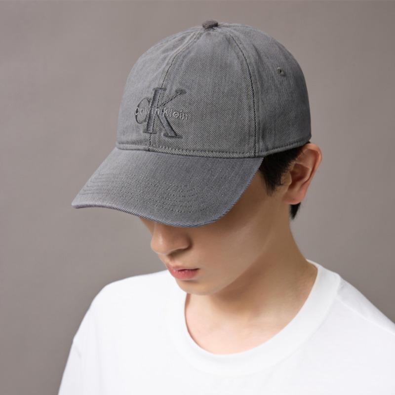 Calvin Klein Classic retro embroidered denim, cotton, peaked cap, same style for men and women, dark PA7-Dark Gray F-No box