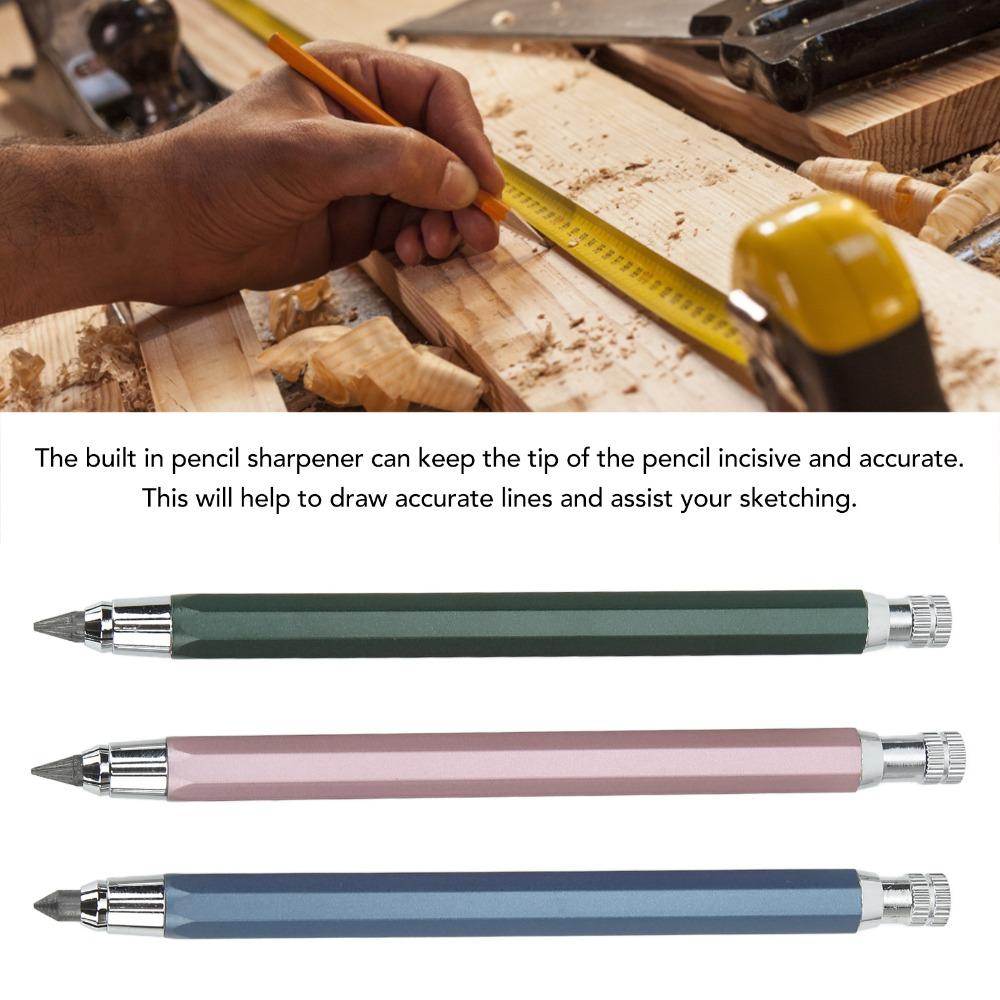 3pcs 5.6mm Lead Mechanical Carpenter Pencil Automatic Clutch Pencil Art Sketching