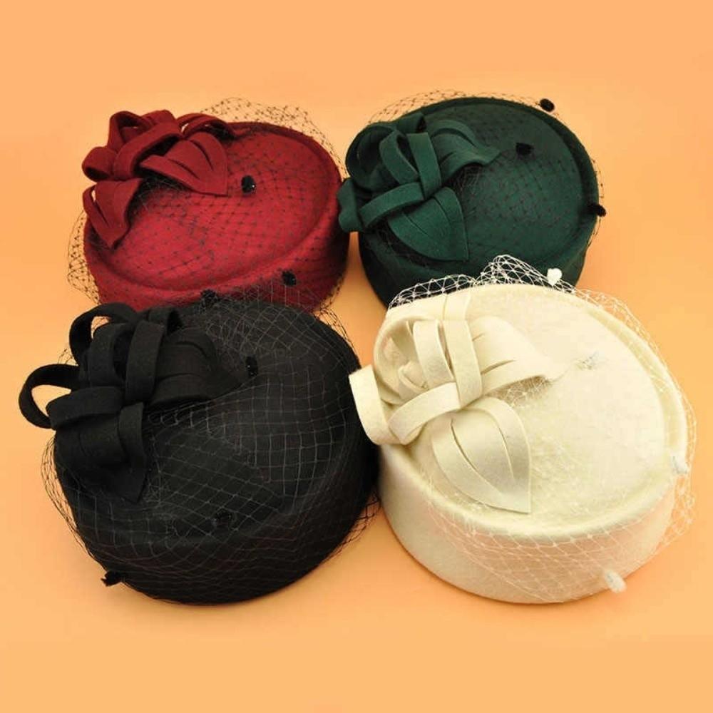 Solid Color Top Hat French Vintage Pillbox Hat New Headwear Gift