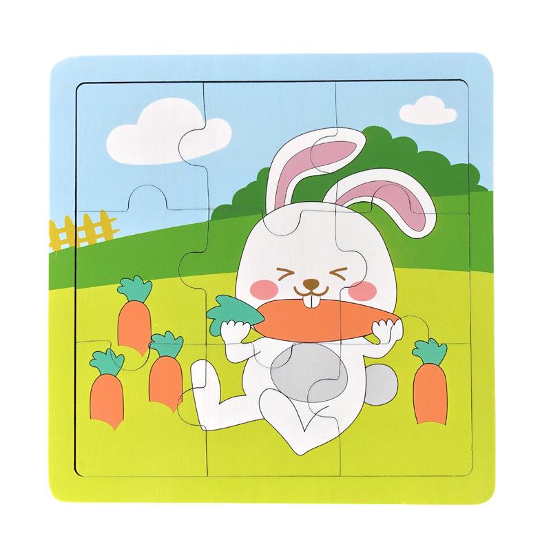 Latest 9 Piece Set Wooden Puzzle Toy Learning Cognitive Educational ideal for Toddlers Cartoon Animals Vehicles Baby Toddler Board Children Gift Idea