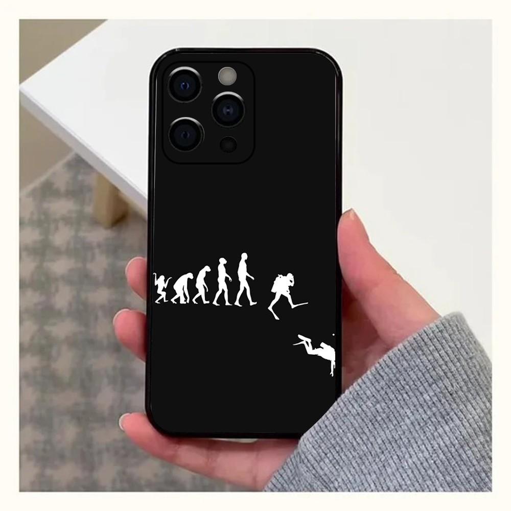 Scuba Diver Diving Phone Case For Apple iPhone 15,14,13,12,11,Pro,X,XS,Max,XR,Plus,Mini Soft Black Cover