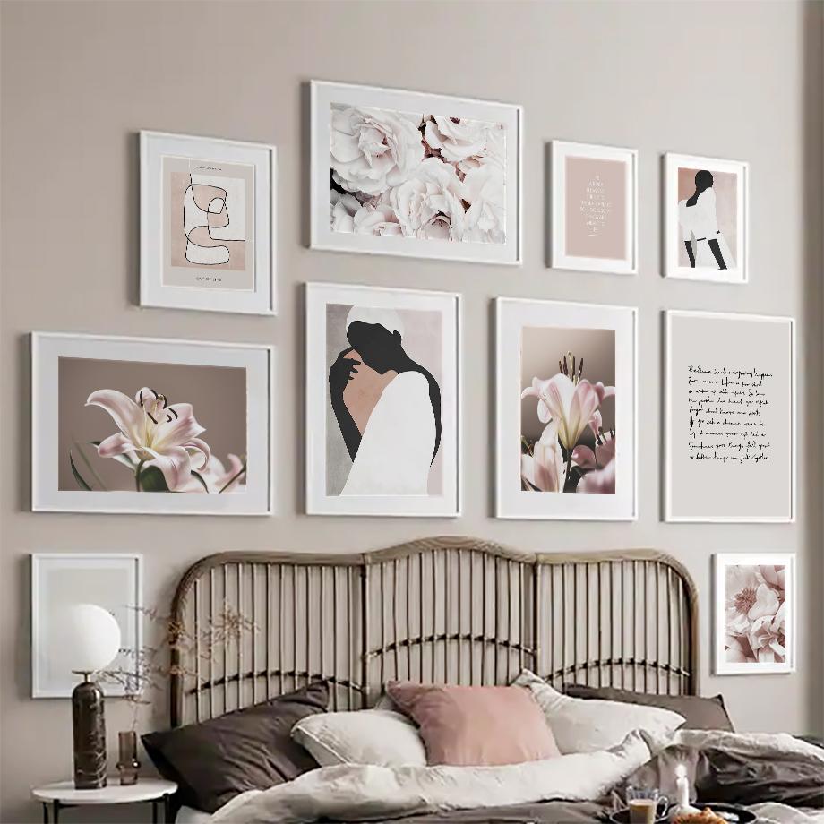 Настенная картина на холсте, цветок, абстрактная девушка, плакаты на скандинавскую тему и принты, настенные панно для гостиной, украшения дома