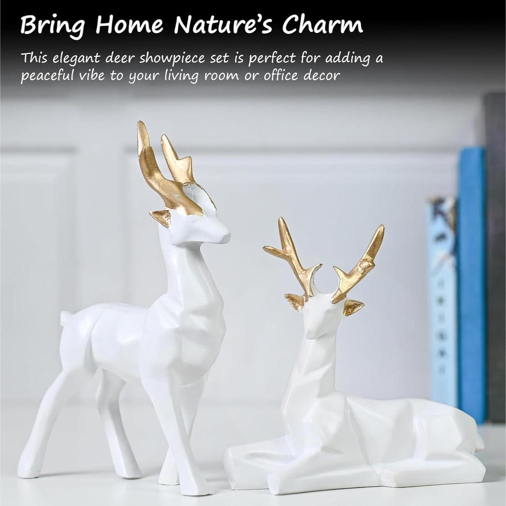 Home Decor, Set of 2 Deer Resin Showpieces Stunning Hiran Statue for Living Room Decor, Gift Items for Women,