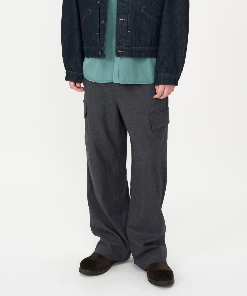 INSILENCE Striped Cargo Pants Melange Grey
