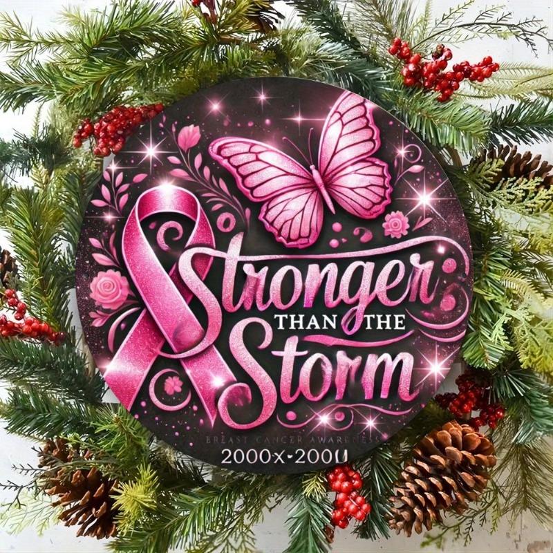 Witch Broom Halloween Sign, Round Aluminum Wall Plaque 20x20cm