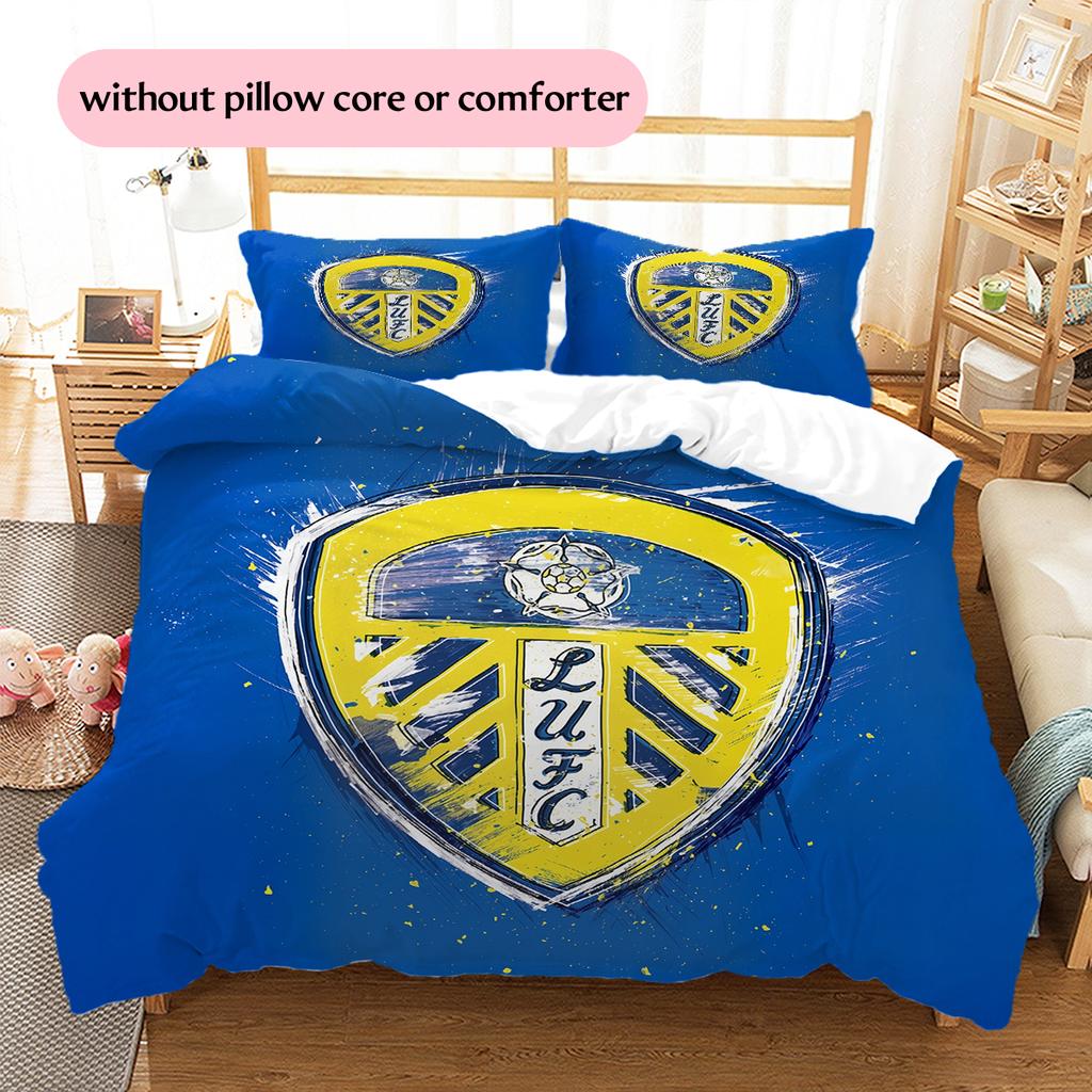 Постельное белье с узором в виде эмблемы Leeds United, Домашний декор, Подарок на день рождения (1 пододеяльник + 2 наволочки, без наполнителя)
