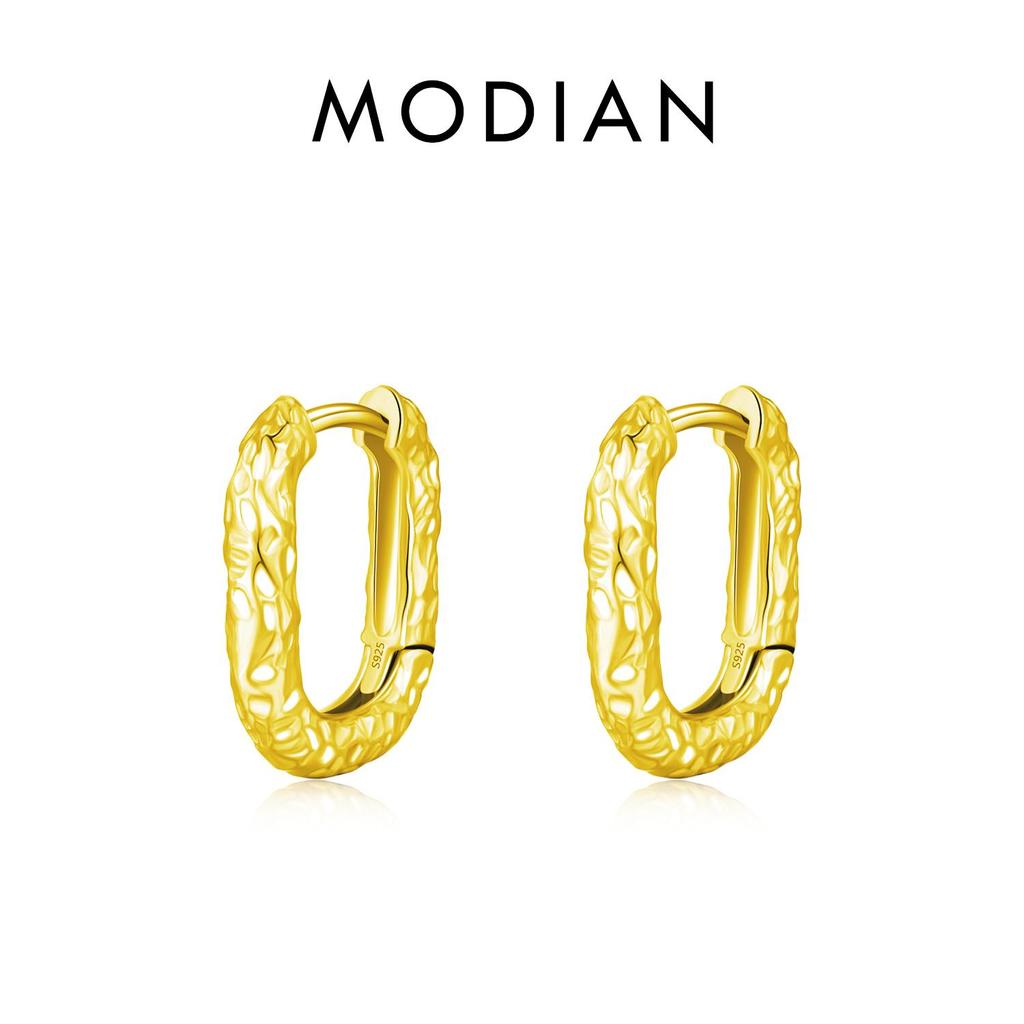 MODIAN 925 Sterling Zilver Prachtige U Vorm Textuur Oorringen Voor Vrouwen Wit Verguld Hypoallergene Fijne Sieraden