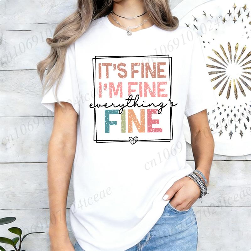 It's Fine I'm Fine Everything Is Fine Shirt,Introvert Tee,Sarcastic T-Shirts for Women Men,Motivational Everything Is ok Shirt