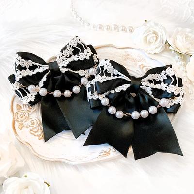 Набор из 2 заколок для волос Lolita Yume Kawaii Gothic Lolita, заколка для волос, аксессуар для волос, черный, vol.5 [Предмет]