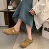 2025 Autumn New Flat Bottom Inner Height Increase Retro Soft Sole Half Slippers Lazy Boken Shoes Birken Shoes Bag Head Slippers Women