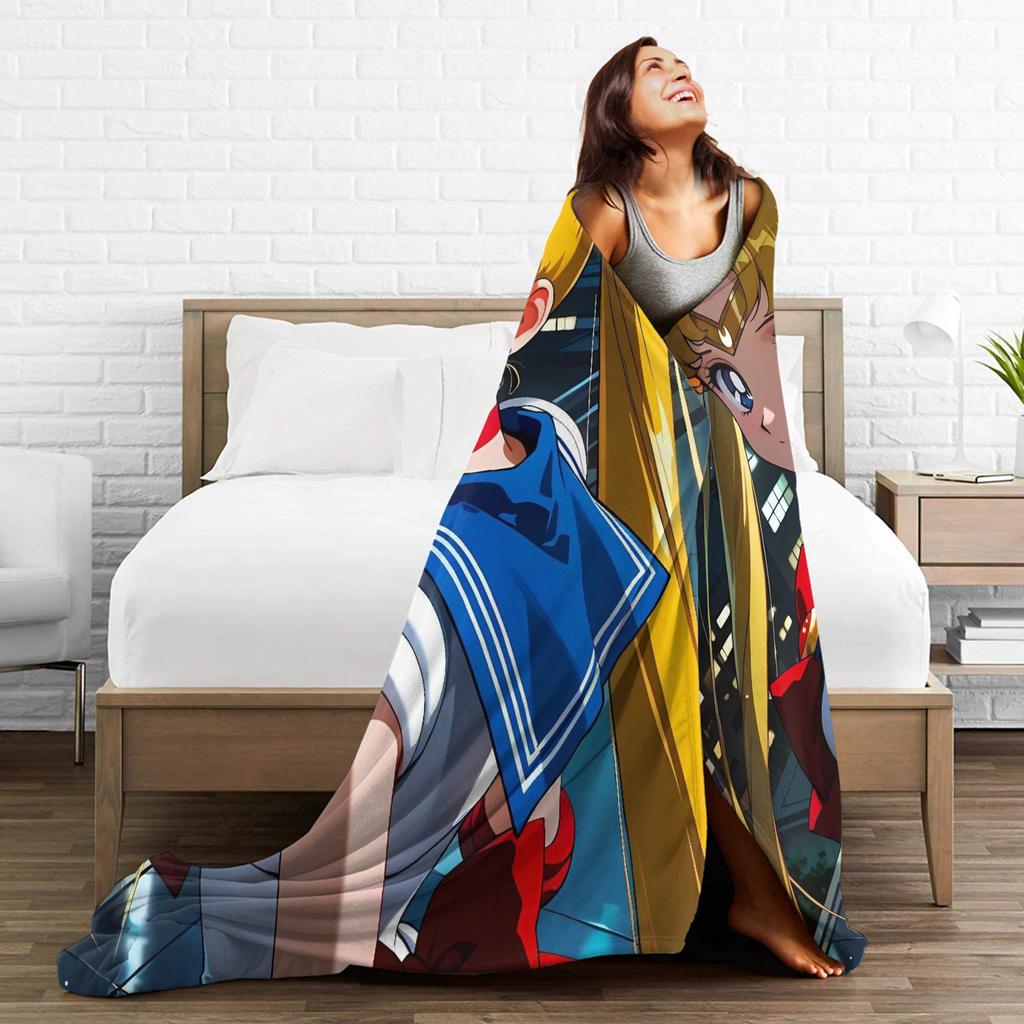 Одеяло Сейлор Мун Супермягкое Забавное Плюшевое Одеяло-Плед для Девочек Мальчиков Уличное Фланелевое Покрывало на Кровать Покрывало