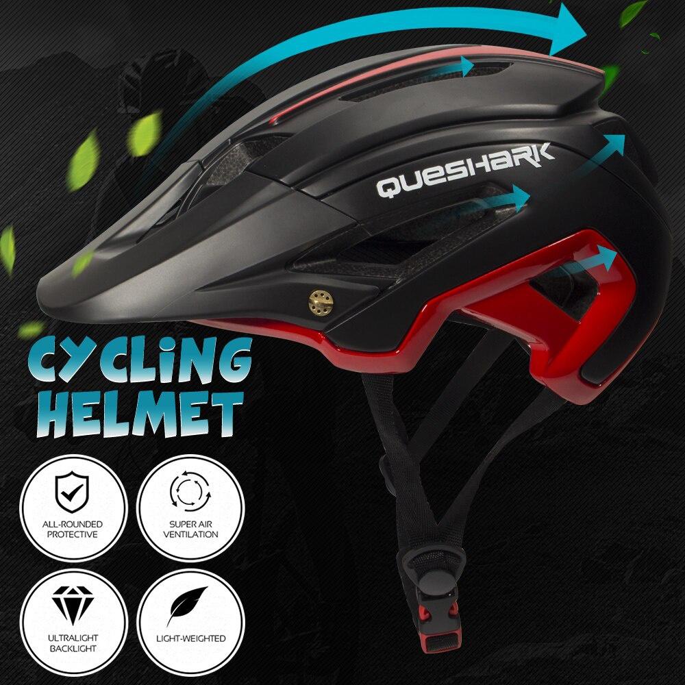 Queshark Cycling Helmet with Removable Thicken Brim MTB Road Bike Helmet Bicycle Motorcycle Riding Racing Safety Cap with Visor